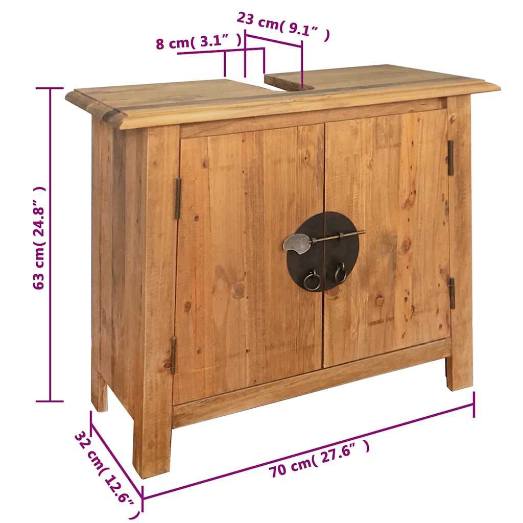 vidaXL Ντουλάπι Νιπτήρα 70x32x63 εκ. Μασίφ Ανακυκλωμένο Ξύλο Πεύκου