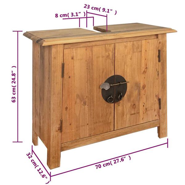vidaXL Ντουλάπι Νιπτήρα 70x32x63 εκ. Μασίφ Ανακυκλωμένο Ξύλο Πεύκου