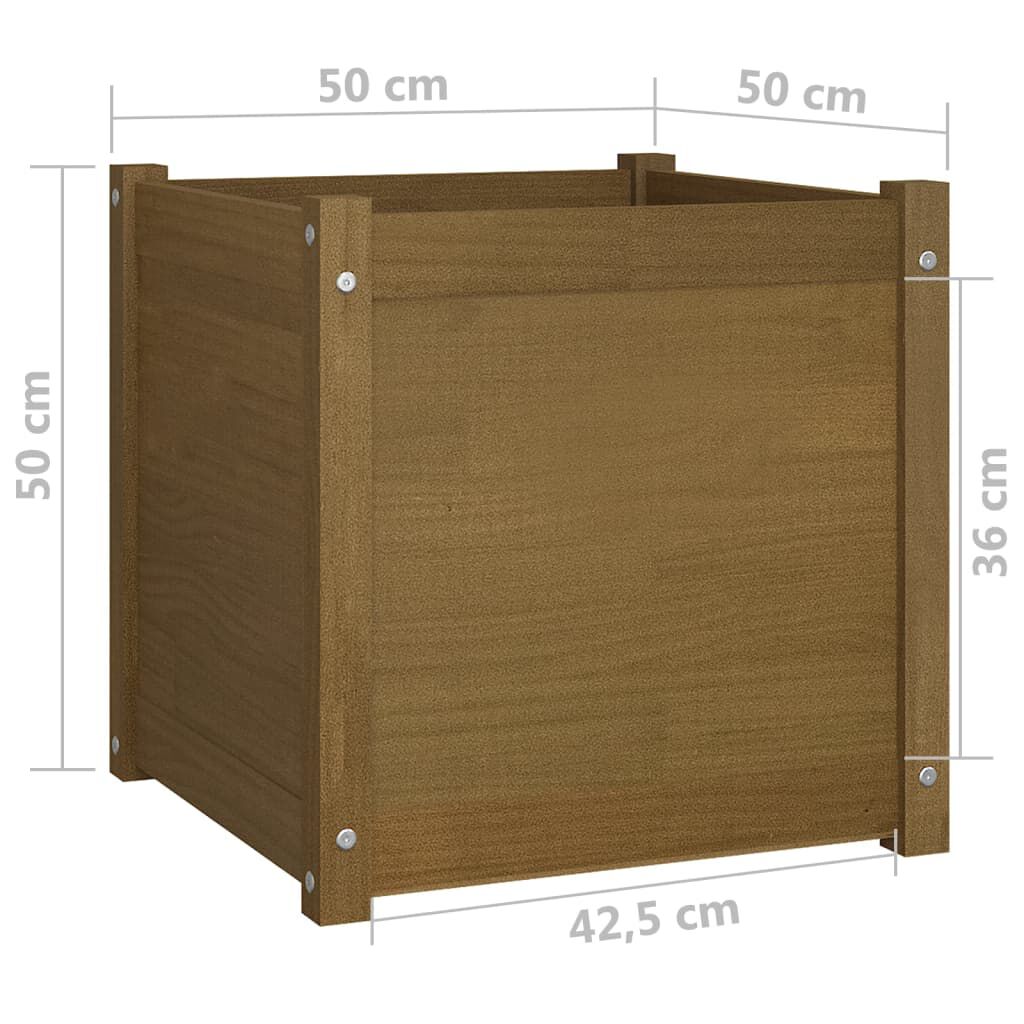 vidaXL Ζαρντινιέρα Καφέ Μελί 50 x 50 x 50 εκ. από Μασίφ Ξύλο Πεύκου