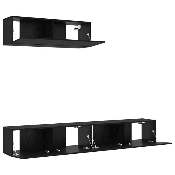 vidaXL Σετ Ντουλάπας Τηλεόρασης 3 pcs Μαύρη δρυς 200 x 30 x 30 cm