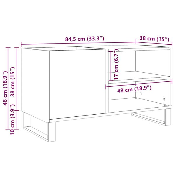 vidaXL Δισκοθήκη Δρυς τεχνίτης 84,5x38x48 εκ. από Επεξεργασμένο Ξύλο