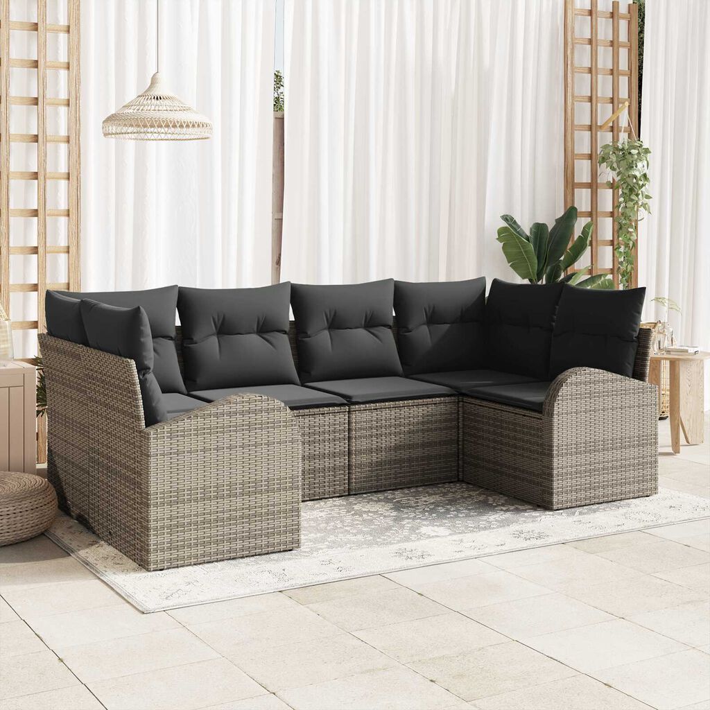 vidaXL Σετ Καναπέ Κήπου 6 pcs Γκρι Πολυ ράταν