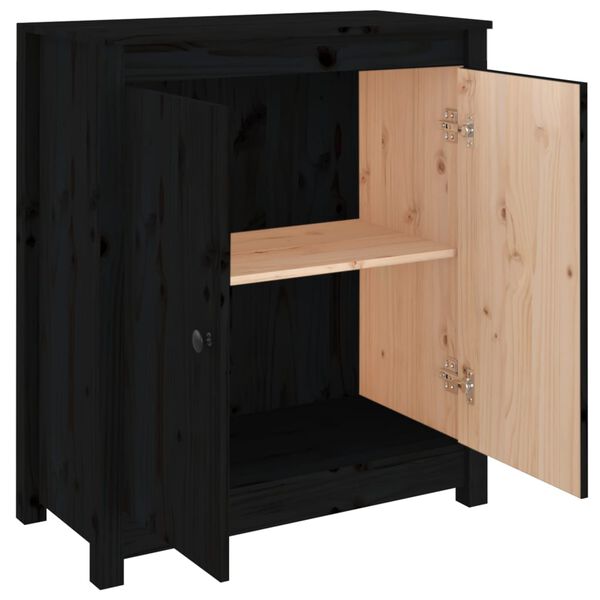 vidaXL Συρταριέρα Μαύρος 70 x 35 x 80 εκ. από Μασίφ Ξύλο Πεύκου