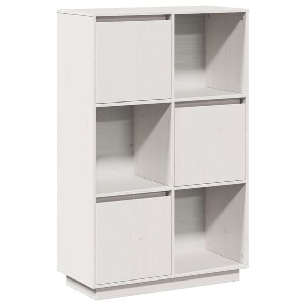 vidaXL Ντουλάπι Ψηλό Λευκό 74 x 35 x 117 εκ. από Μασίφ Ξύλο Πεύκου