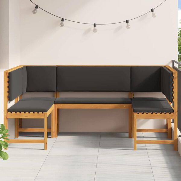 vidaXL Σετ Παγκάκι Κήπου 5 pcs Καφέ Μασίφ ξύλο ακακίας