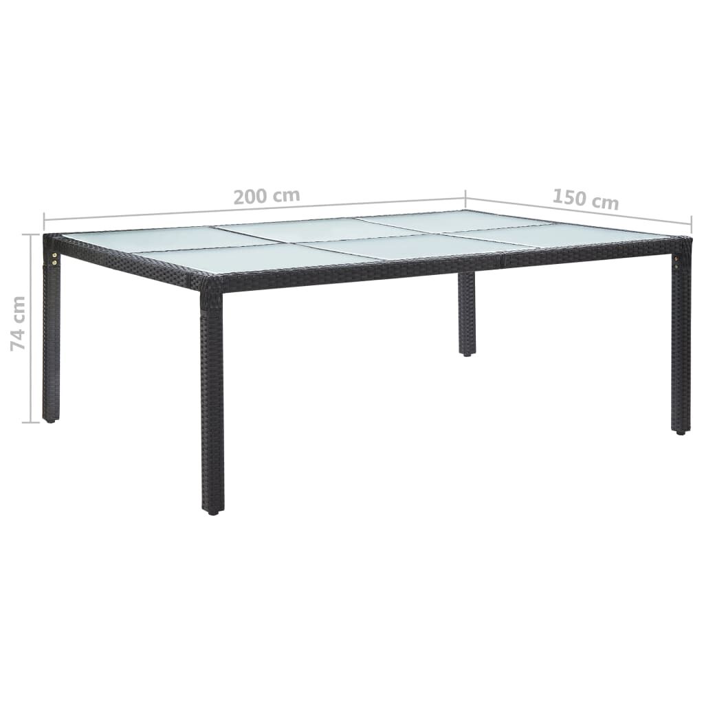 vidaXL Τραπεζαρία Εξωτερικού Χώρου Μαύρη 200x150x74 εκ. Συνθετ. Ρατάν