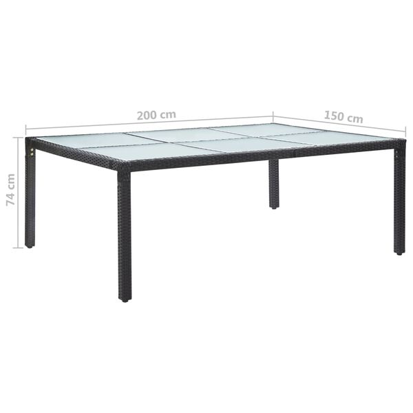 vidaXL Τραπεζαρία Εξωτερικού Χώρου Μαύρη 200x150x74 εκ. Συνθετ. Ρατάν