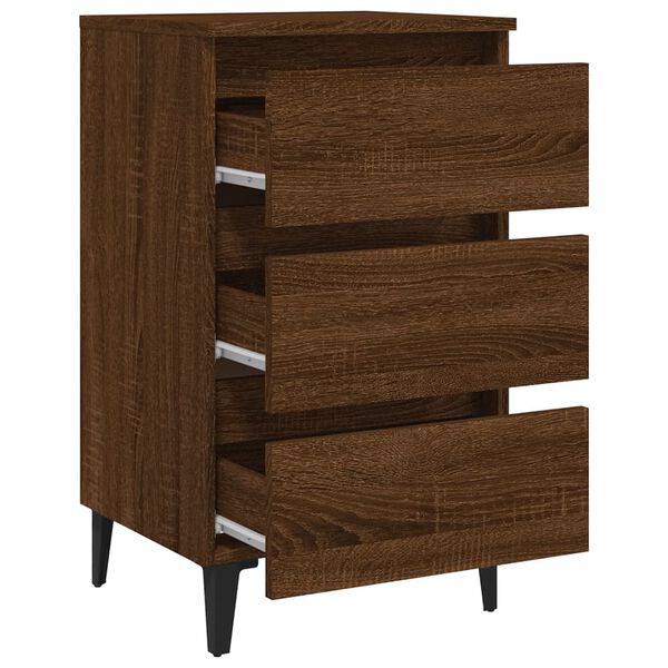 vidaXL Κομοδίνο Καφέ Δρυς 40 x 35 x 69 εκ. με Μεταλλικά Πόδια