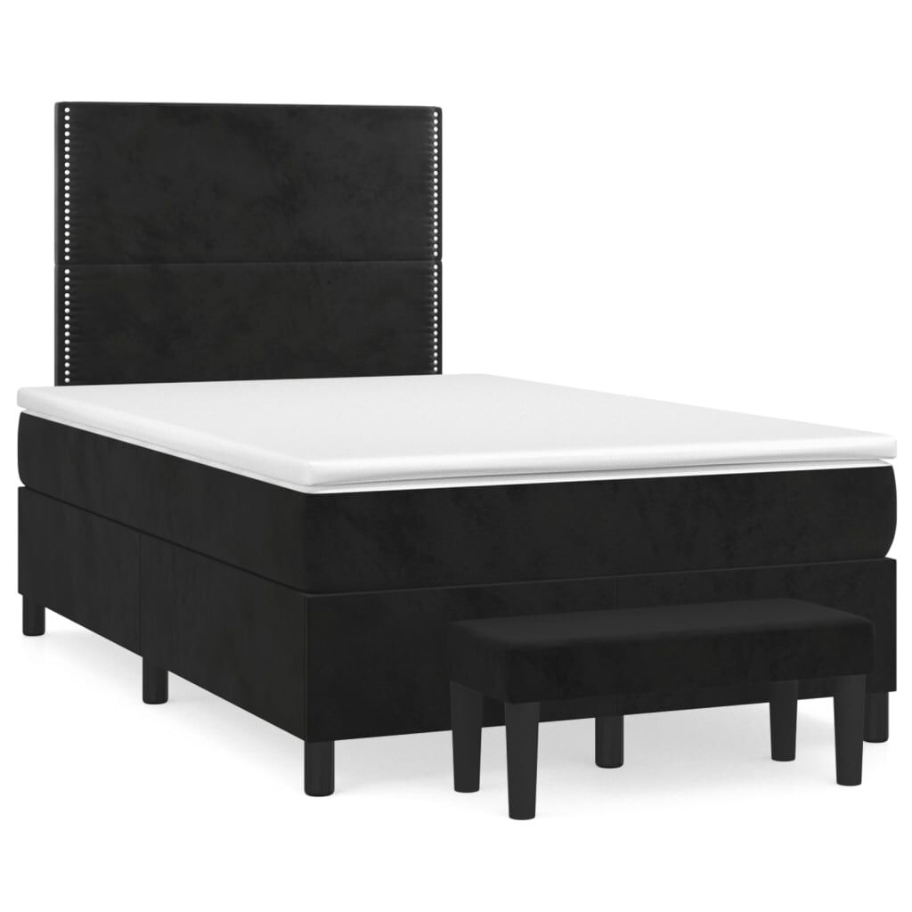 vidaXL Κρεβάτι Boxspring με Στρώμα Μαύρο 120 x 200 εκ. Βελούδινο