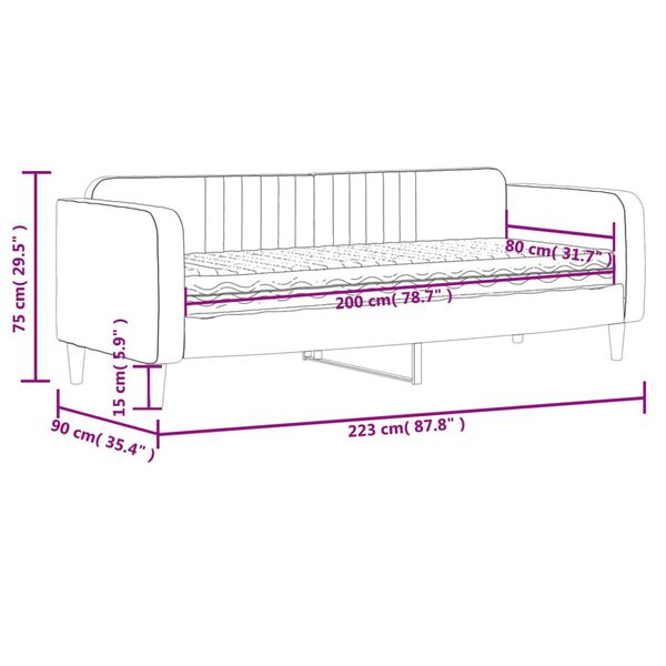 vidaXL Καναπές Κρεβάτι με Στρώμα Μπλε 80 x 200 εκ. Βελούδινος