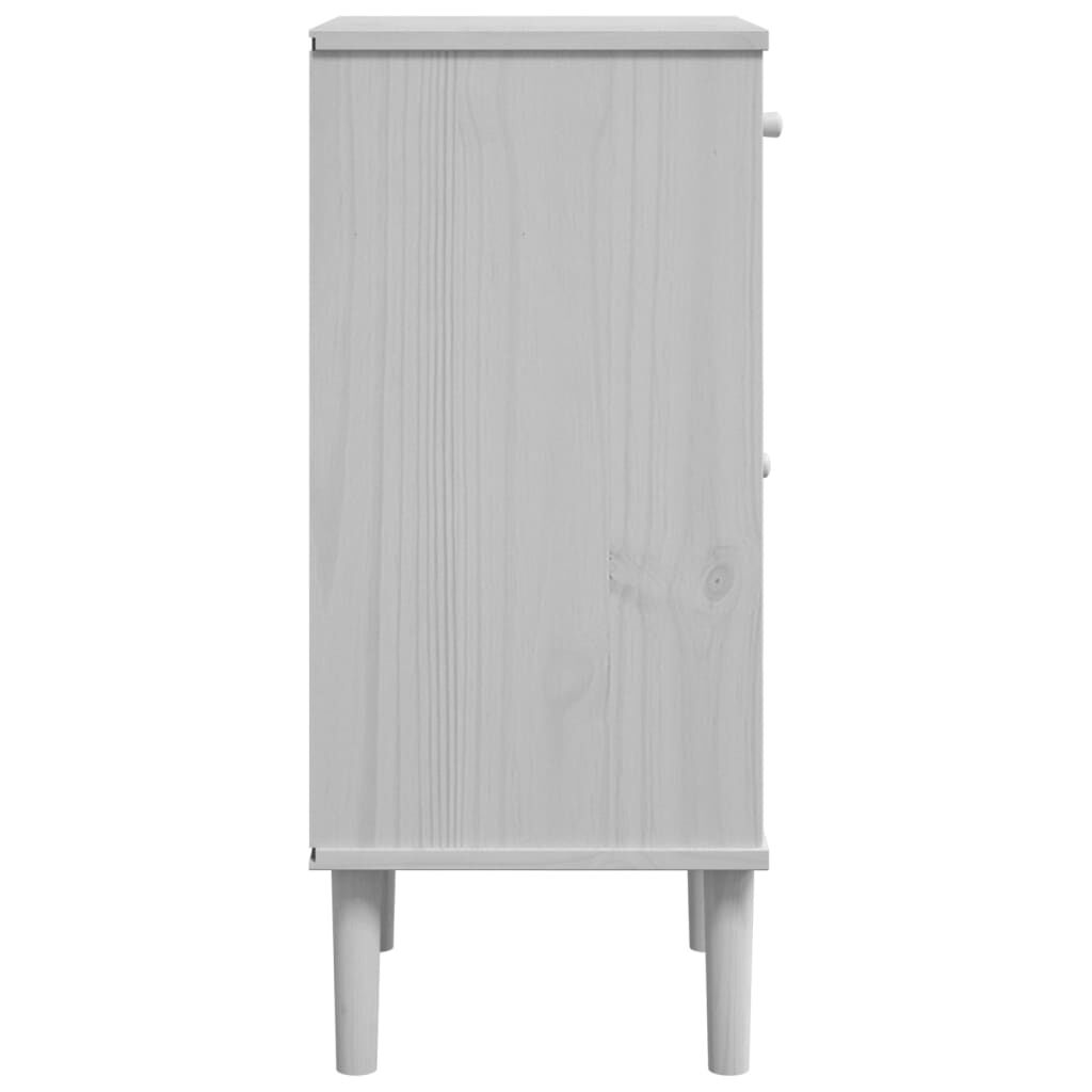 vidaXL Κομοδίνο SENJA Λευκό Όψη Ρατάν 40x35x80εκ από Μασίφ Ξύλο Πεύκου