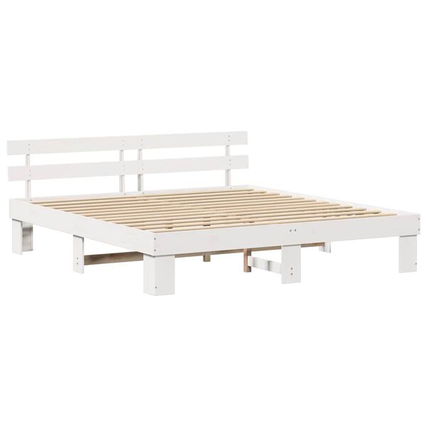 vidaXL Σκελετός Κρεβατιού με κεφαλάρι Λευκό 180 x 200 cm