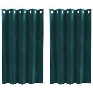 vidaXL Κουρτίνες 2 pcs Σκούρο πράσινο 140 x 140 cm Βελούδο