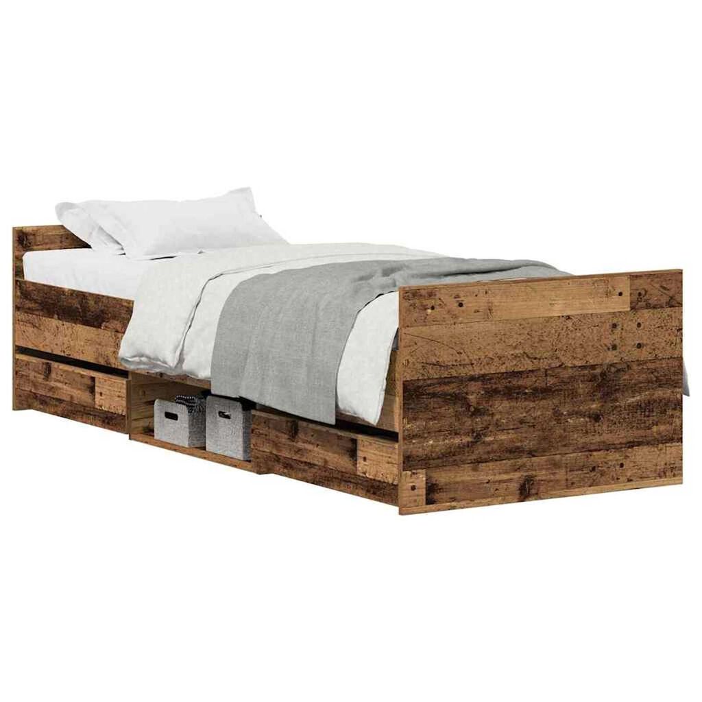 vidaXL Σκελετός Κρεβατιού Παλαιό ξύλο 75 x 190 cm Επεξεργασμένο ξύλο