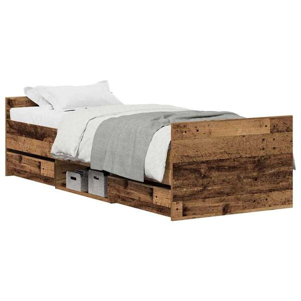 vidaXL Σκελετός Κρεβατιού Παλαιό ξύλο 75 x 190 cm Επεξεργασμένο ξύλο