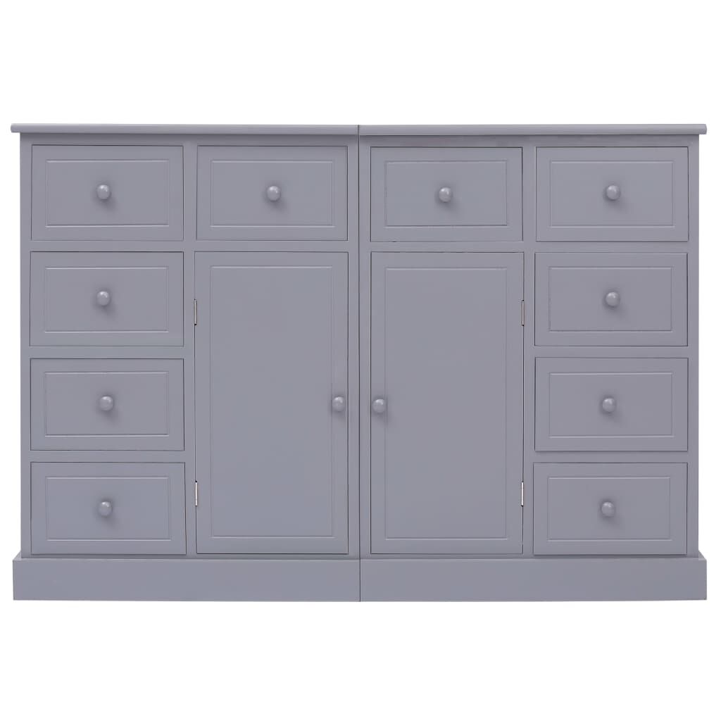 vidaXL Ντουλάπι με 10 Συρτάρια Γκρι 113 x 30 x 79 εκ. από Ξύλο
