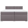 vidaXL Κρεβάτι Boxspring με Στρώμα Γκρι 200x200 εκ. Συνθετικό Δέρμα
