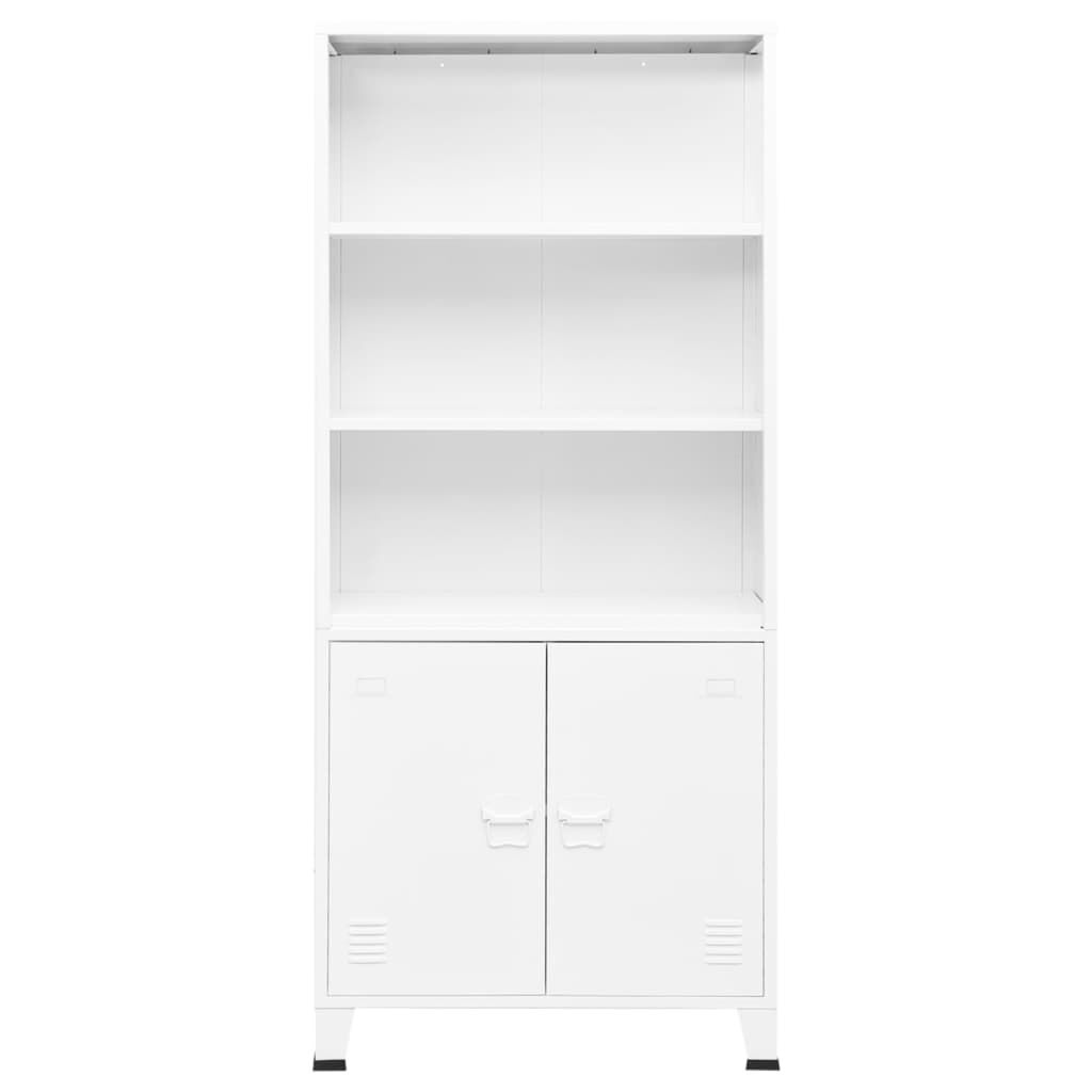 vidaXL Βιομηχανική Βιβλιοθήκη Λευκή 80 x 32 x 180 εκ. Ατσάλινη