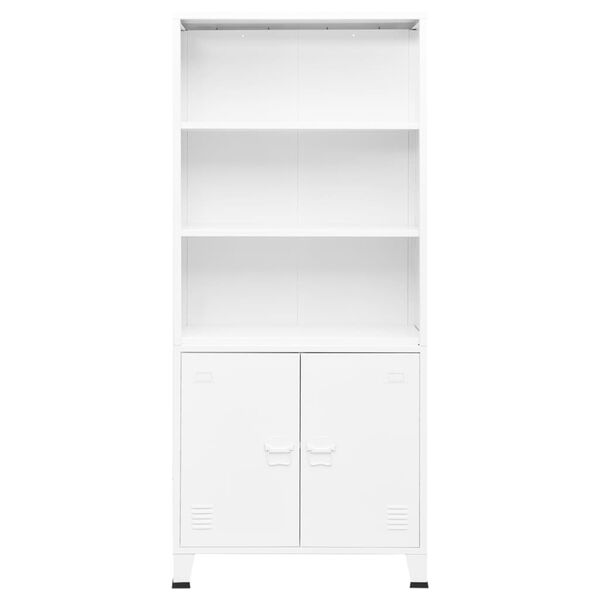 vidaXL Βιομηχανική Βιβλιοθήκη Λευκή 80 x 32 x 180 εκ. Ατσάλινη