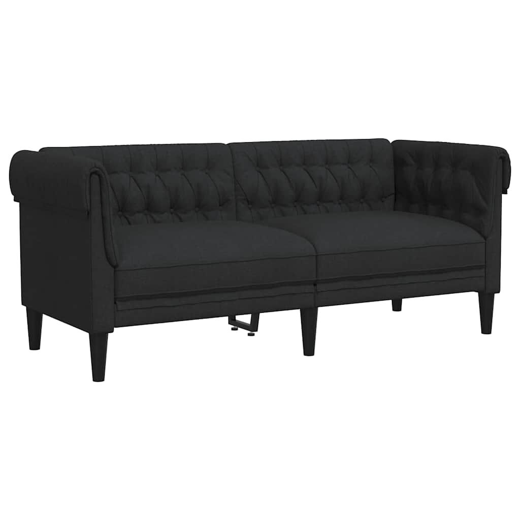 vidaXL Καναπές Διθέσιος Chesterfield Μαύρος Υφασμάτινος