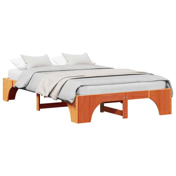 vidaXL Κρεβάτι Καφέ Μασίφ ξύλο 120 x 200 cm Ανθεκτικό Κρεβάτι