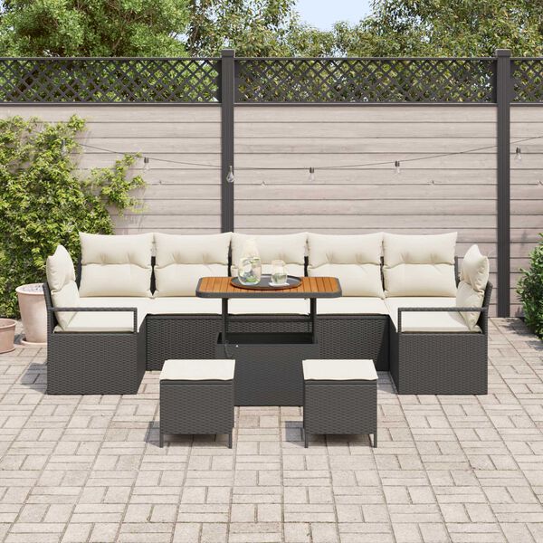 vidaXL Σετ Καναπέ Κήπου με αποθήκευση 10 pcs Μαύρο Πολυ ράταν