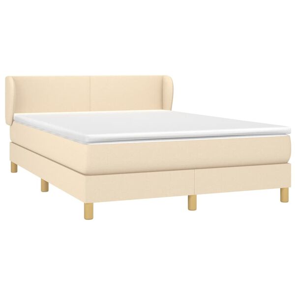 vidaXL &Kappa;&rho;&epsilon;&beta;ά&tau;&iota; Boxspring &mu;&epsilon; &Sigma;&tau;&rho;ώ&mu;&alpha; &Kappa;&rho;&epsilon;&mu; 140x190 &epsilon;&kappa;. &Upsilon;&phi;&alpha;&sigma;&mu;ά&tau;&iota;&nu;&omicron;