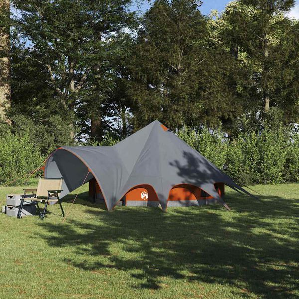 vidaXL Σκηνίτσα Teepee με στέγη Γκρι και Πορτοκαλί 600 x 600 x 347 εκ