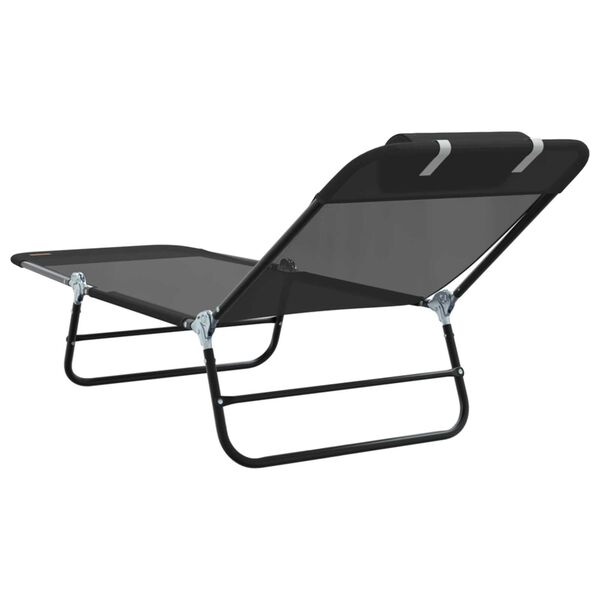 vidaXL Πτυσσόμενη ξαπλώστρα 2 pcs Μαύρο 182 x 55 x 85.5 εκ. Textilene