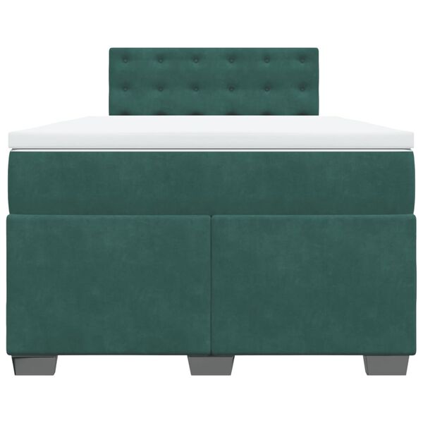 vidaXL Κρεβάτι Boxspring με Στρώμα Σκούρο Πράσινο 120x190εκ. Βελούδινο