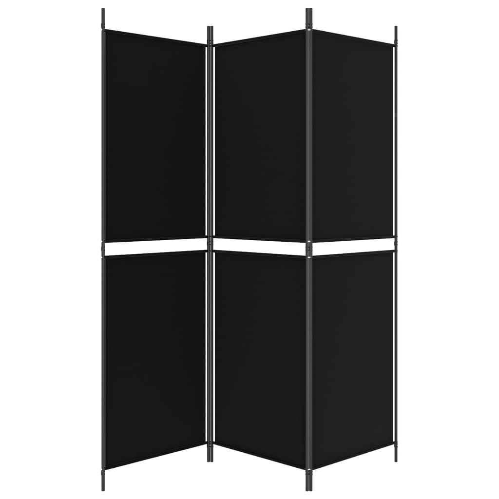 vidaXL Διαχωριστικό Δωματίου με 3 Πάνελ Μαύρο 150 x 180 εκ. Υφασμάτινο