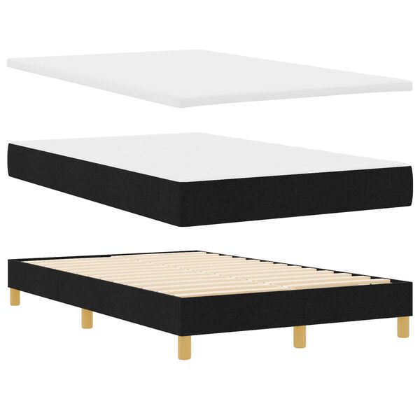 vidaXL Κρεβάτι με ελατήριο με στρώμα & LED Μαύρο 120x190 εκ. Ύφασμα