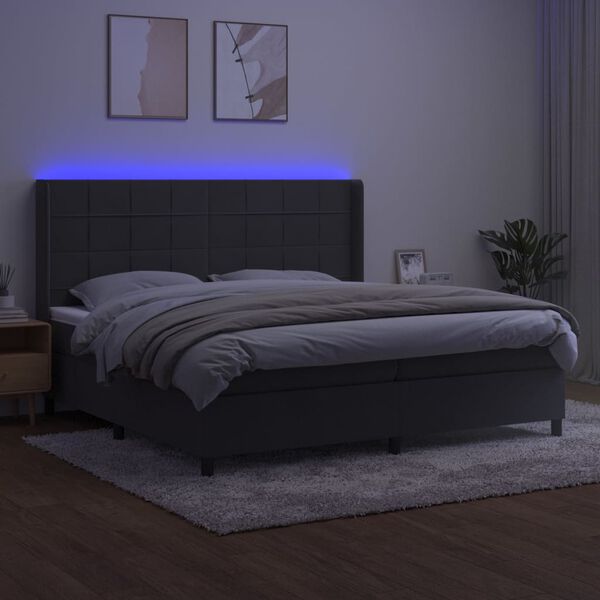 vidaXL &Kappa;&rho;&epsilon;&beta;ά&tau;&iota; Boxspring &mu;&epsilon; &Sigma;&tau;&rho;ώ&mu;&alpha; & LED &Sigma;&kappa;. &Gamma;&kappa;&rho;&iota; 200x200&epsilon;&kappa;. &Beta;&epsilon;&lambda;&omicron;ύ&delta;&iota;&nu;&omicron;
