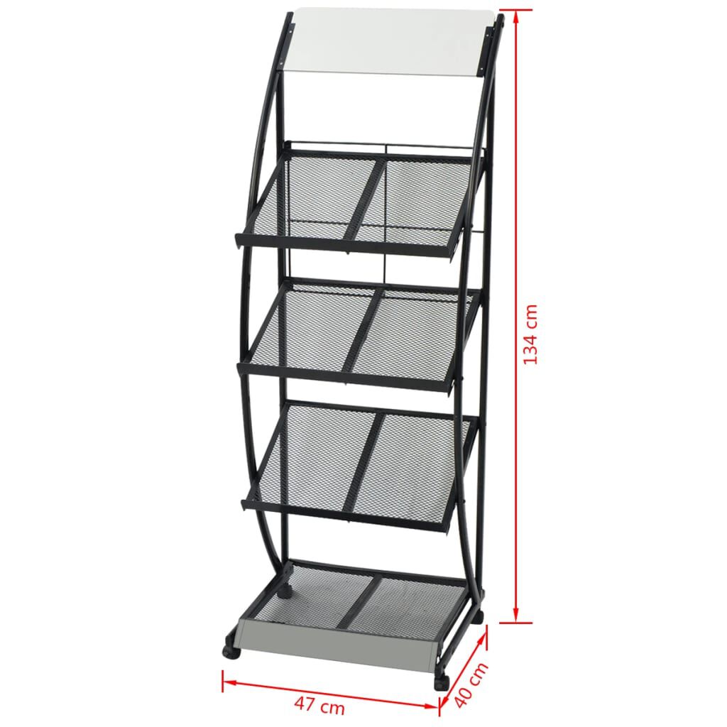 vidaXL Ραφιέρα Περιοδικών Ασπρόμαυρη Α4 47 x 40 x 134 εκ.