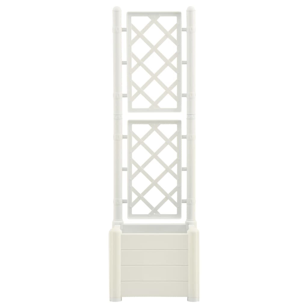 vidaXL Ζαρντινιέρα Κήπου με Καφασωτό Λευκή 43x43x142 εκ Πολυπροπυλένιο