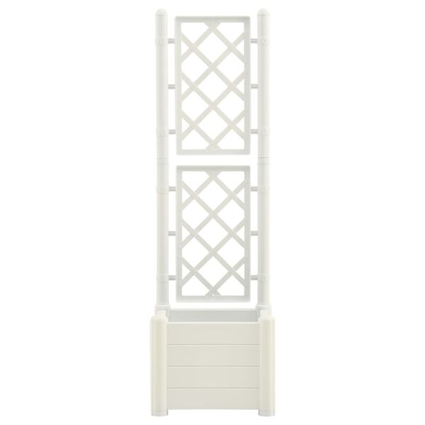 vidaXL Ζαρντινιέρα Κήπου με Καφασωτό Λευκή 43x43x142 εκ Πολυπροπυλένιο