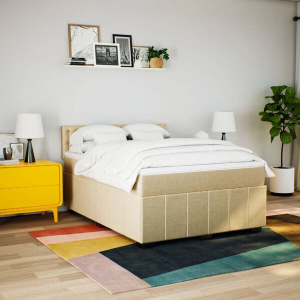 vidaXL &Kappa;&rho;&epsilon;&beta;ά&tau;&iota; Boxspring &mu;&epsilon; &Sigma;&tau;&rho;ώ&mu;&alpha; &Kappa;&rho;&epsilon;&mu; 160x200 &epsilon;&kappa;. &Upsilon;&phi;&alpha;&sigma;&mu;ά&tau;&iota;&nu;&omicron;