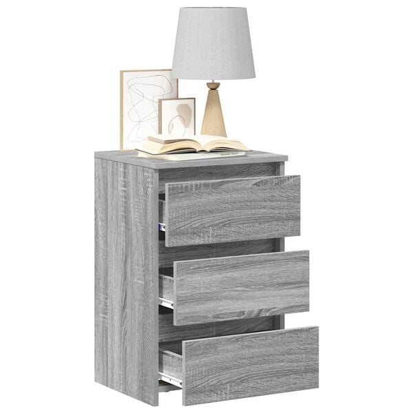 vidaXL Κομοδίνα 2 τεμ. Γκρι Sonoma 40x35x62,5 εκ. Επεξεργασμένο Ξύλο