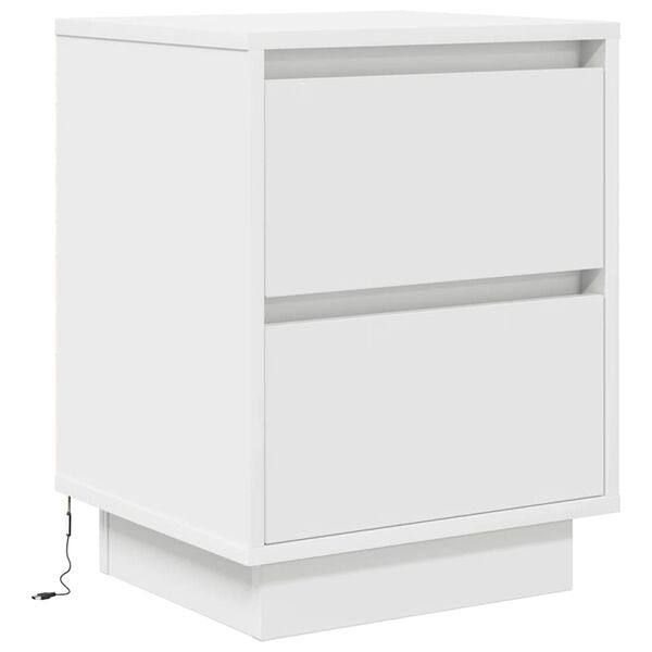 vidaXL Κομοδίνο με φώτα LED Λευκό 38x34x50 cm