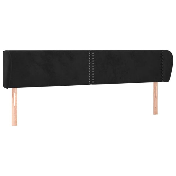 vidaXL Κεφαλάρι με Πτερύγια Μαύρο 183x23x78/88 εκ. Βελούδινο