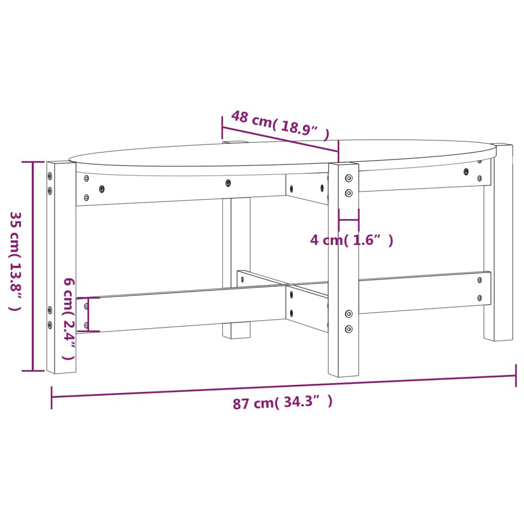 vidaXL Τραπεζάκι Σαλονιού 87 x 48 x 35 εκ. από Μασίφ Ξύλο Πεύκου