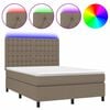 vidaXL &Kappa;&rho;&epsilon;&beta;ά&tau;&iota; Boxspring &mu;&epsilon; &Sigma;&tau;&rho;ώ&mu;&alpha; & LED Taupe 140x200 &epsilon;&kappa;. &Upsilon;&phi;&alpha;&sigma;&mu;ά&tau;&iota;&nu;&omicron;