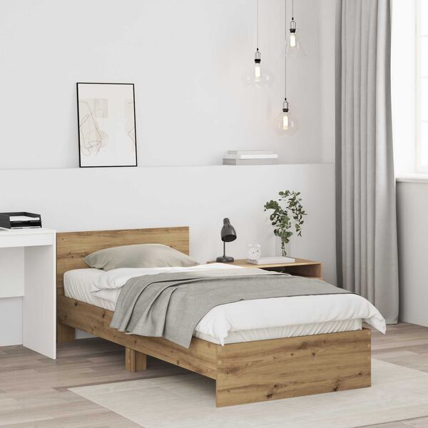 vidaXL Κρεβάτι χωρίς στρώμα με κεφαλάρι δρυς 75x190 εκ.