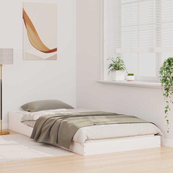 vidaXL Σκελετός Κρεβατιού Λευκό 90 x 220 cm Μασίφ ξύλο πεύκου