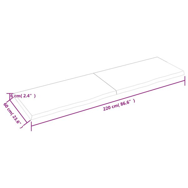 vidaXL Ράφι Τοίχου Σκούρο Καφέ 220x60x(2-6) εκ. Επεξ. Μασίφ Ξύλο Δρυός