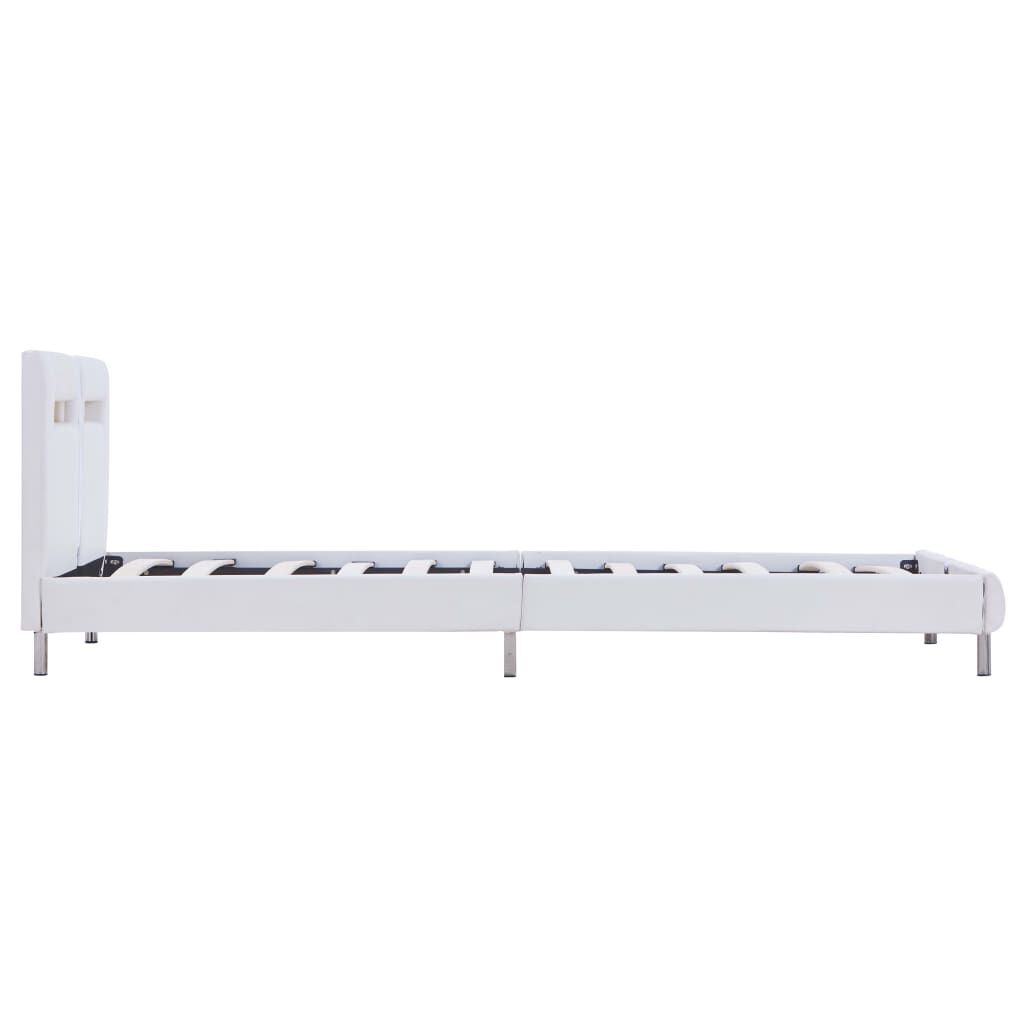 vidaXL Πλαίσιο Κρεβατιού με LED Λευκό 90x200 εκ. από Συνθετικό Δέρμα
