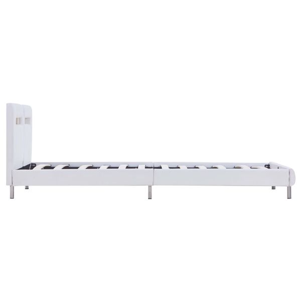 vidaXL Πλαίσιο Κρεβατιού με LED Λευκό 90x200 εκ. από Συνθετικό Δέρμα