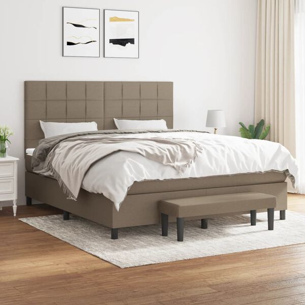 vidaXL &Kappa;&rho;&epsilon;&beta;ά&tau;&iota; Boxspring &mu;&epsilon; &Sigma;&tau;&rho;ώ&mu;&alpha; Taupe 160x200 &epsilon;&kappa;. &Upsilon;&phi;&alpha;&sigma;&mu;ά&tau;&iota;&nu;&omicron;