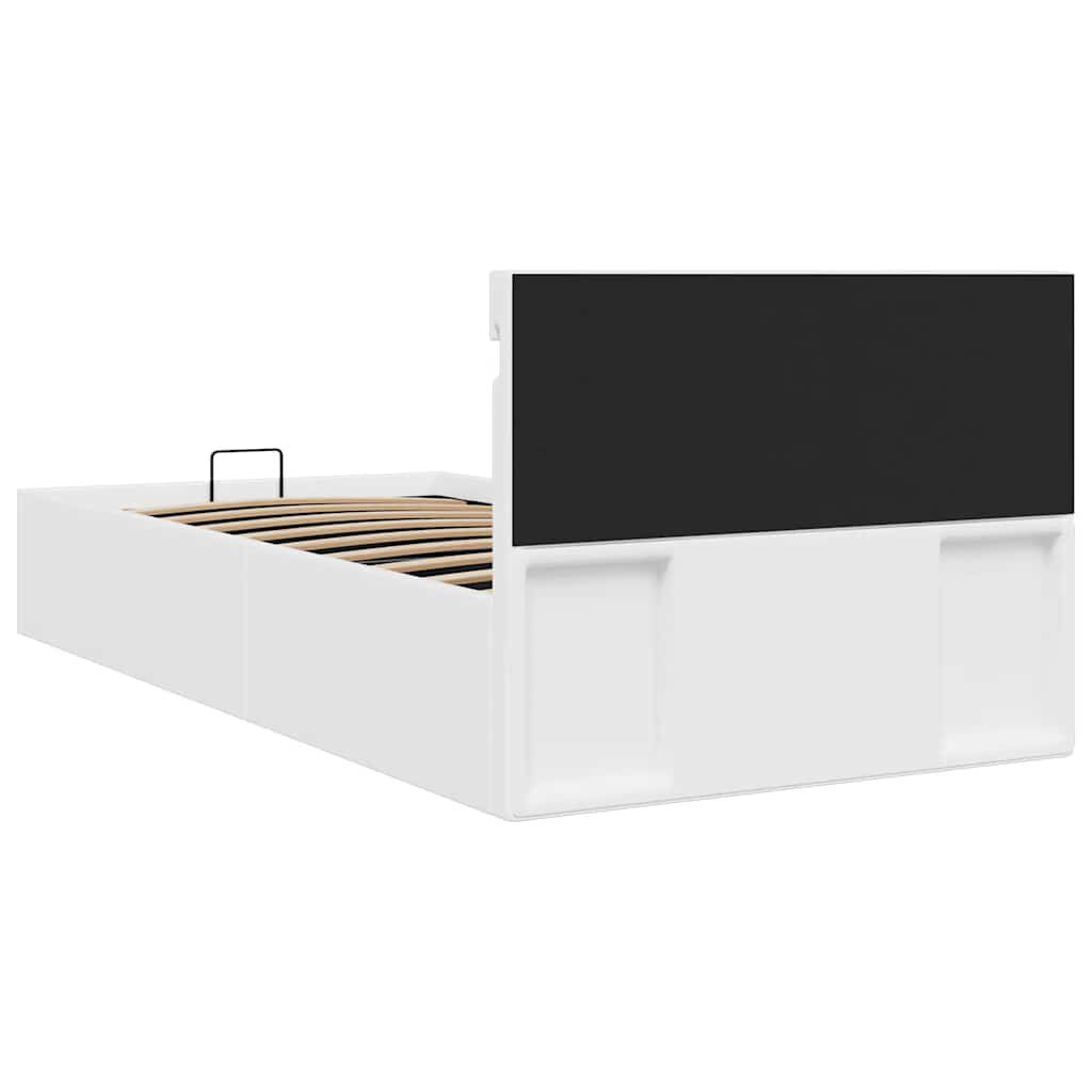 vidaXL Πλαίσιο Κρεβατιού Αποθ. Χώρο/LED Μαύρο 100x200 εκ. Δερματίνη