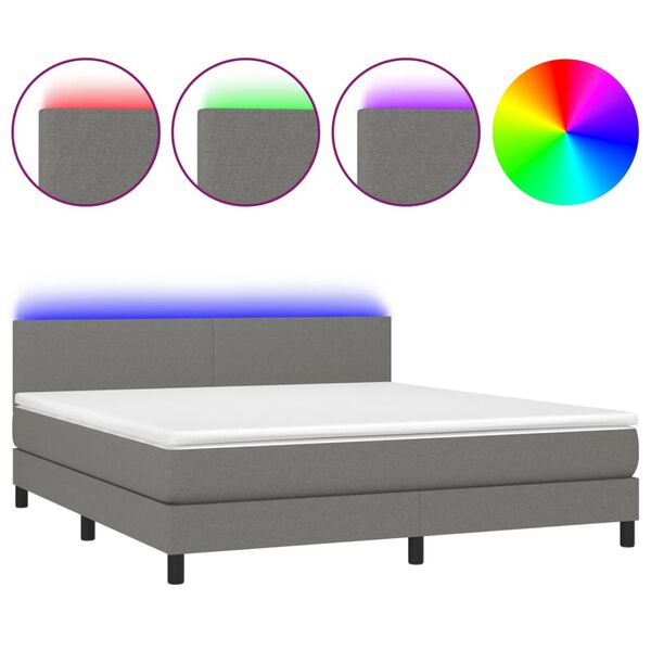vidaXL &Kappa;&rho;&epsilon;&beta;ά&tau;&iota; Boxspring &mu;&epsilon; &Sigma;&tau;&rho;ώ&mu;&alpha; & LED &Sigma;&kappa;.&Gamma;&kappa;&rho;&iota; 180x200 &epsilon;&kappa; &Upsilon;&phi;&alpha;&sigma;&mu;ά&tau;&iota;&nu;&omicron;